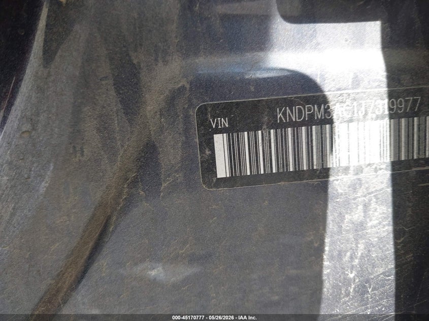 2018 Kia Sportage VIN KNDPM3AC1J7319977 IAAI salvage auction — HAIL, Clear (Missouri), sold $2,125 on 2026-07-27 (photo 9)