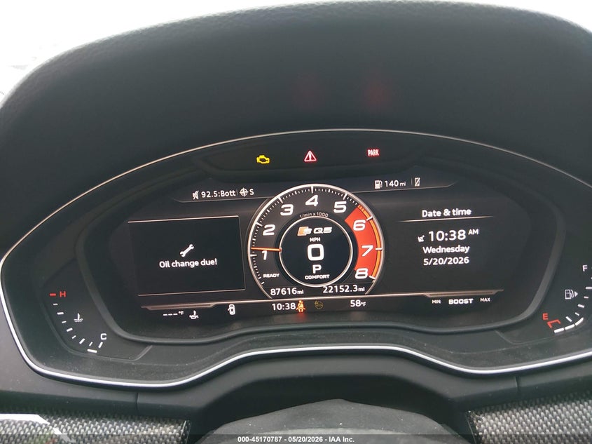 2018 Audi Sq5 VIN WA1A4AFYXJ2013320 IAAI salvage auction — FRONT END, Salvage (Oklahoma), sold $7,625 on 2026-07-07 (photo 7)