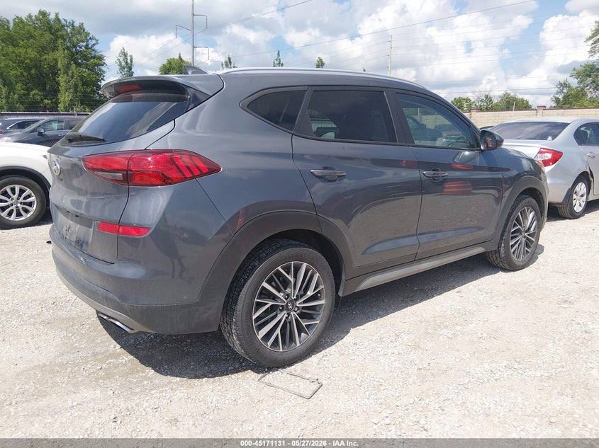 2021 Hyundai Tucson VIN KM8J33AL0MU409115 IAAI salvage auction — HAIL, Salvage Title, sold $25 on 2026-07-31 (photo 4)