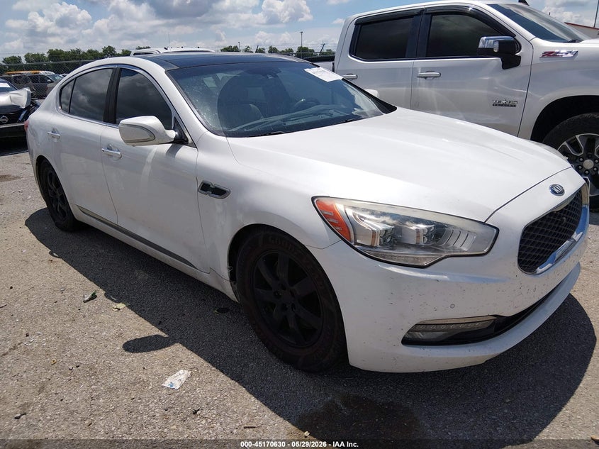 2015 Kia K900 VIN KNALW4D48F6017910 IAAI salvage auction — FRONT END, Salvage Title, sold $1,150 on 2026-07-14 (photo 1)