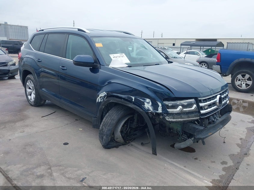2018 Volkswagen Atlas VIN 1V2AP2CA0JC540107 IAAI salvage auction — FRONT END, Salvage (Texas), sold $2,100 on 2026-07-09 (photo 1)