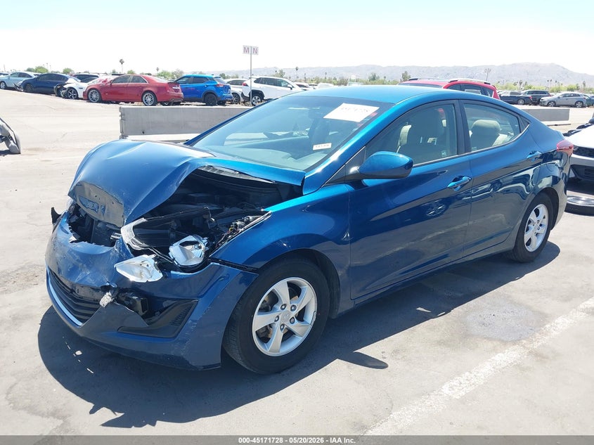 2014 Hyundai Elantra VIN KMHDH4AE8EU056386 IAAI salvage auction — FRONT END, Salvage (Arizona), sold $1,400 on 2026-07-07 (photo 2)