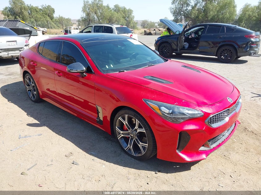 2018 Kia Stinger VIN KNAE55LC4J6019382 IAAI salvage auction — ENGINE BURN, Salvage (California), sold $2,550 on 2026-07-21 (photo 1)