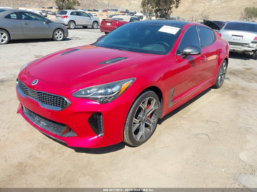 2018 Kia Stinger VIN KNAE55LC4J6019382 IAAI salvage auction — ENGINE BURN, Salvage (California), sold $2,550 on 2026-07-21 (photo 2)