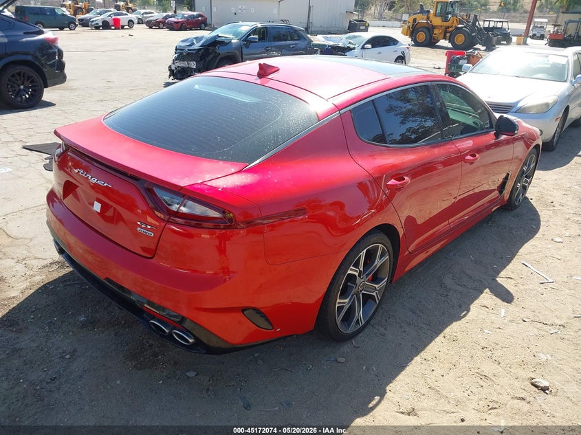 2018 Kia Stinger VIN KNAE55LC4J6019382 IAAI salvage auction — ENGINE BURN, Salvage (California), sold $2,550 on 2026-07-21 (photo 4)