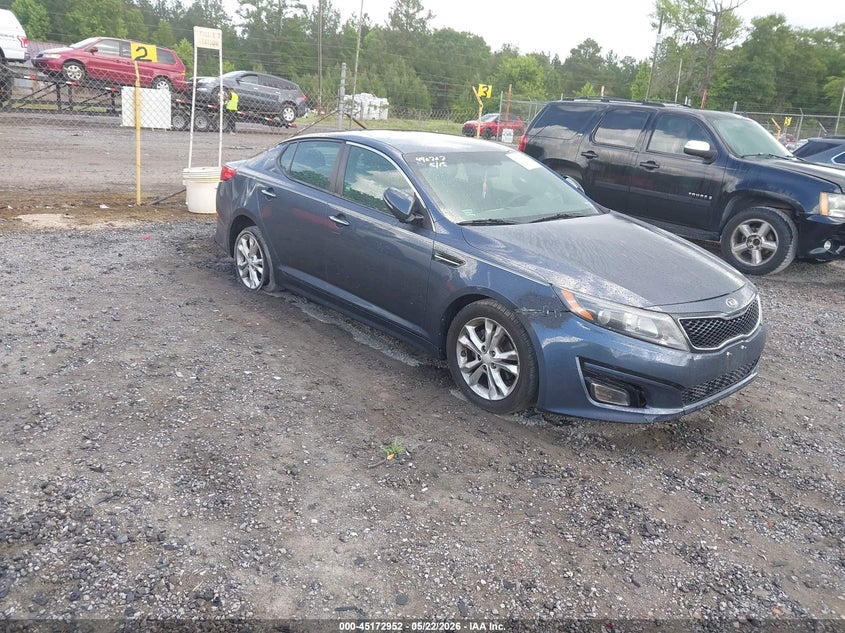 2015 Kia Optima VIN 5XXGM4A75FG490707 IAAI salvage auction — FRONT & REAR, Salvage (Mississippi), sold $500 on 2026-07-14 (photo 1)