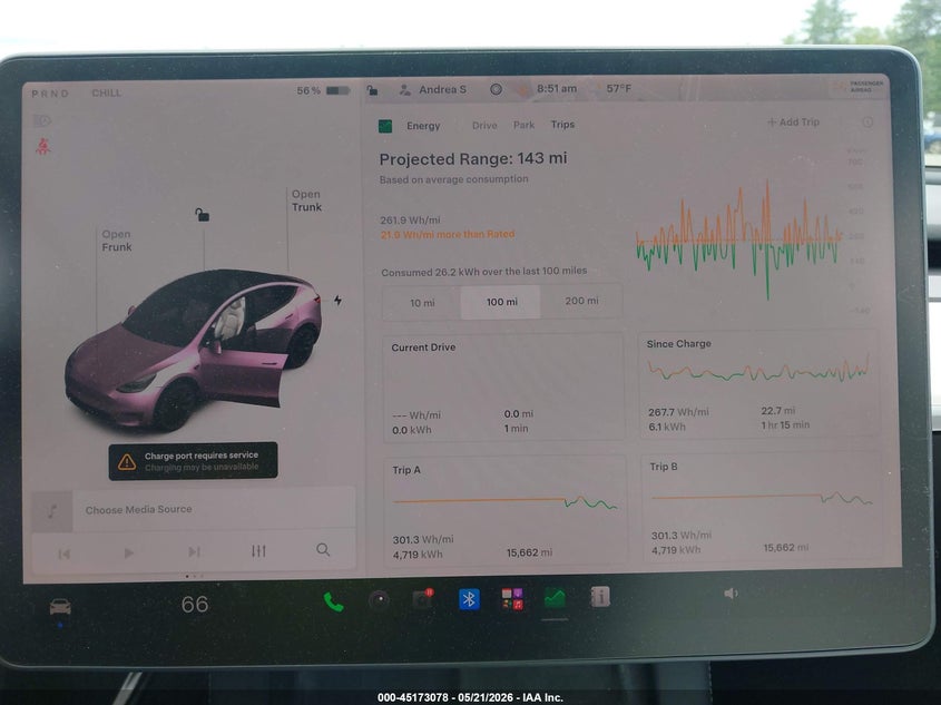 2022 Tesla Model y VIN 7SAYGDEE2NF318403 IAAI salvage auction — REAR END, Salvage Title, sold $8,600 on 2026-07-24 (photo 7)