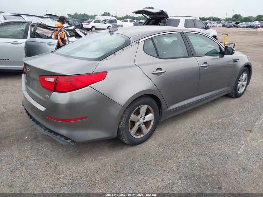 2014 Kia Optima VIN 5XXGM4A70EG281907 IAAI salvage auction — LEFT REAR, Original (Texas), sold $800 on 2026-07-29 (photo 4)