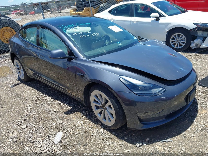 2023 Tesla Model 3 VIN 5YJ3E1EA7PF483939 IAAI salvage auction — LEFT SIDE, Salvage (Texas), sold $3,900 on 2026-07-09 (photo 1)