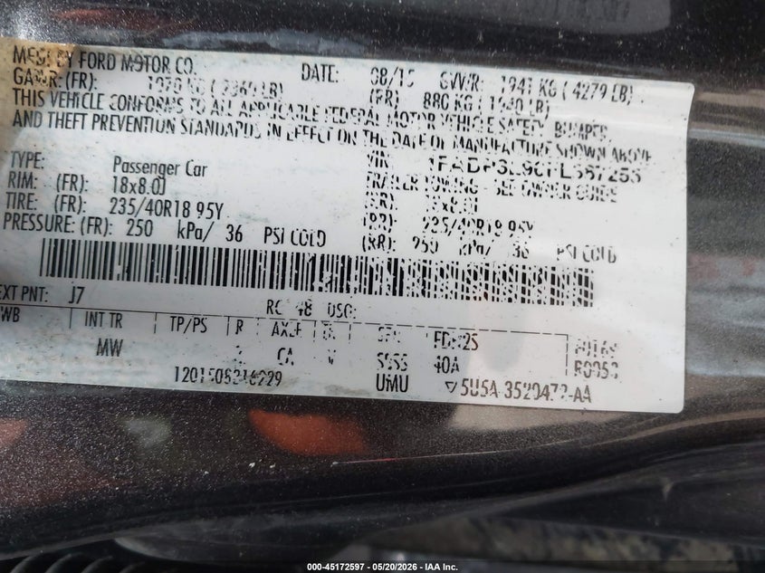 2015 Ford Focus st VIN 1FADP3L96FL387255 IAAI salvage auction — LEFT REAR, Clear (Michigan), sold $2,550 on 2026-07-09 (photo 9)