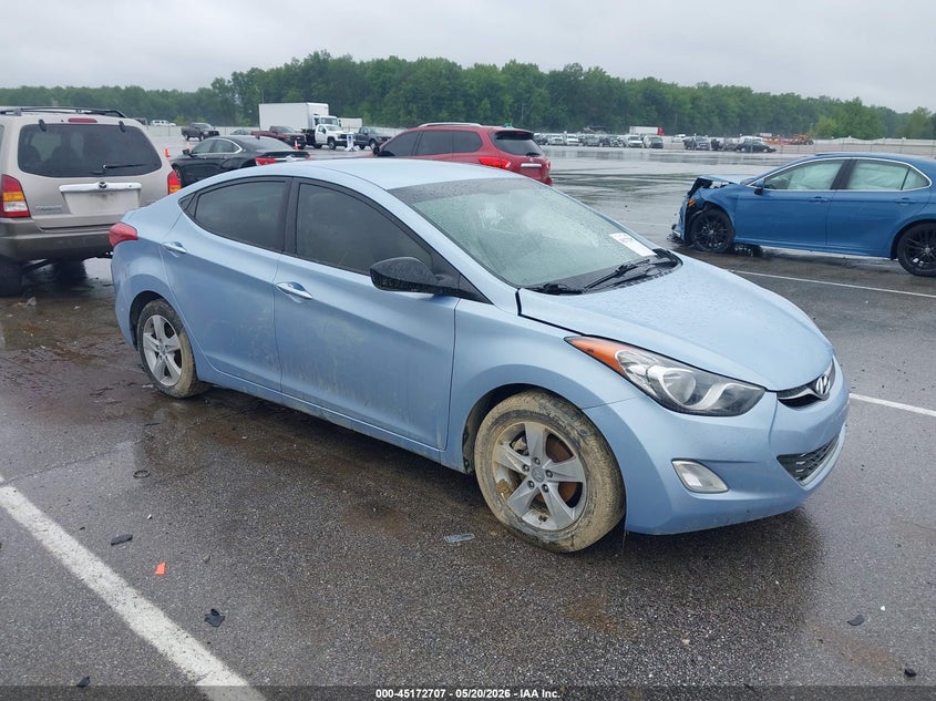 2012 Hyundai Elantra VIN KMHDH4AE3CU384568 IAAI salvage auction — LEFT SIDE, Clear (Indiana), sold $600 on 2026-07-16 (photo 1)