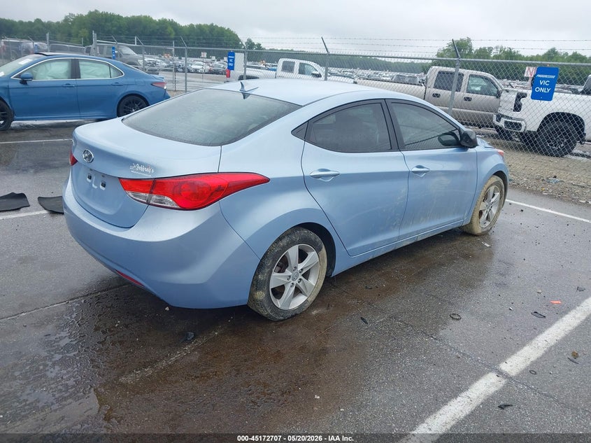 2012 Hyundai Elantra VIN KMHDH4AE3CU384568 IAAI salvage auction — LEFT SIDE, Clear (Indiana), sold $600 on 2026-07-16 (photo 4)