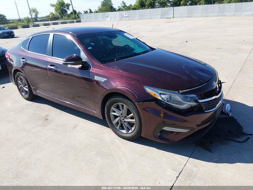 2019 Kia Optima VIN 5XXGT4L3XKG363720 IAAI salvage auction — FRONT END, Salvage (Texas), sold $1,725 on 2026-07-24 (photo 1)