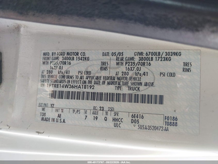 2006 Ford E 150 VIN 1FTRE14W36HA18192 IAAI salvage auction — RIGHT SIDE, Repossession Paperwork (Georgia), sold $400 on 2026-07-09 (photo 9)
