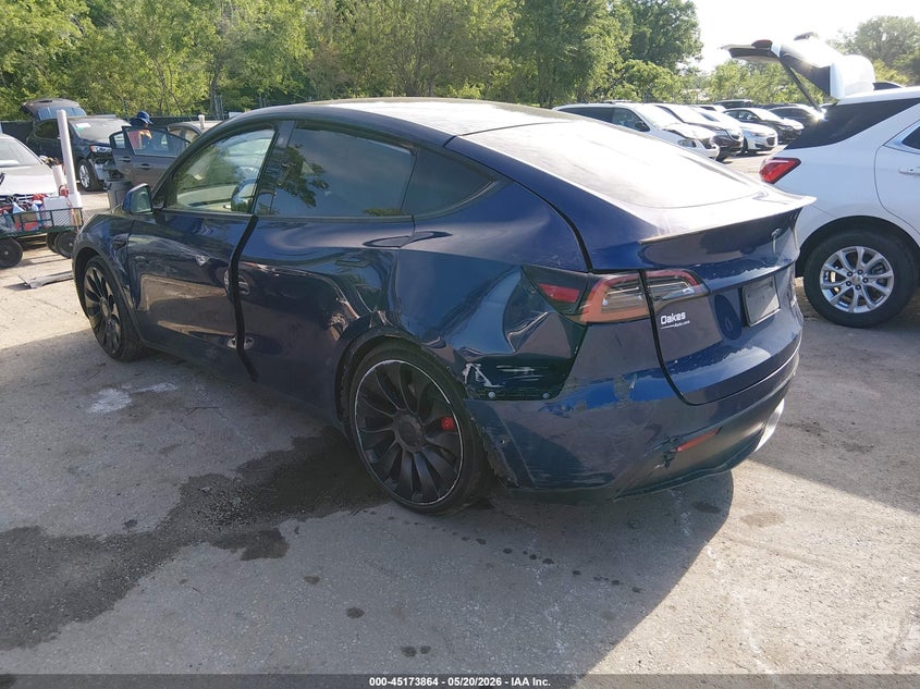 2022 Tesla Model y VIN 7SAYGDEF0NF443327 IAAI salvage auction — LEFT REAR, Salvage (Missouri), sold $9,400 on 2026-07-23 (photo 3)