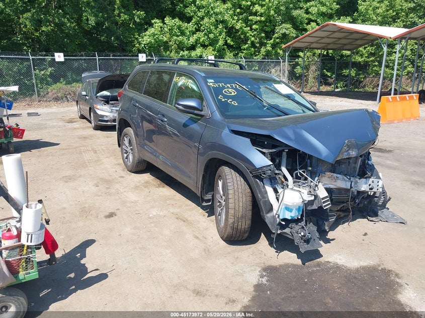 2019 Toyota Highlander VIN 5TDJZRFH2KS987258 IAAI salvage auction — FRONT END, Salvage - Greater Than 75% (Maryland), sold $5,250 on 2026-07-28 (photo 1)