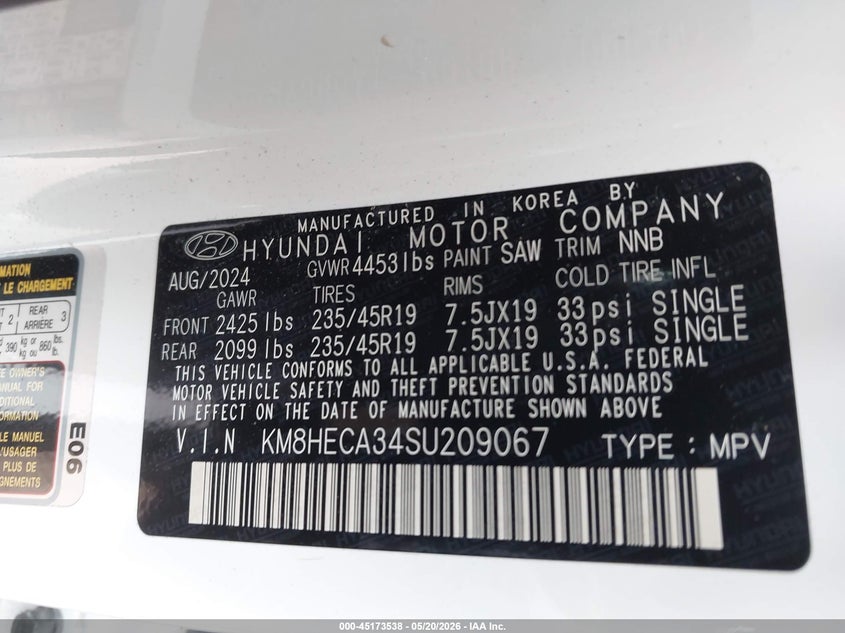2025 Hyundai Kona VIN KM8HECA34SU209067 IAAI salvage auction — FRONT END, Salvage (Wisconsin), sold $4,125 on 2026-07-21 (photo 9)