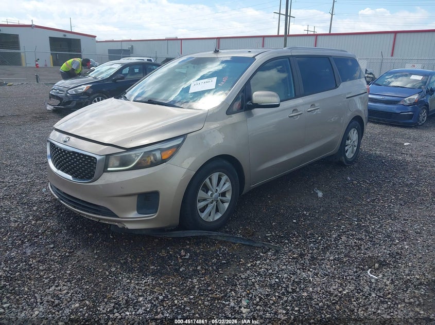 2016 Kia SEDONA VIN KNDMB5C12G6187200 IAAI salvage auction — FRONT END, Salvage (Louisiana), sold $400 on 2026-07-22 (photo 2)