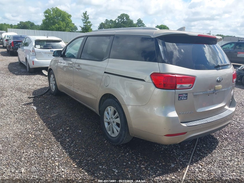 2016 Kia SEDONA VIN KNDMB5C12G6187200 IAAI salvage auction — FRONT END, Salvage (Louisiana), sold $400 on 2026-07-22 (photo 3)