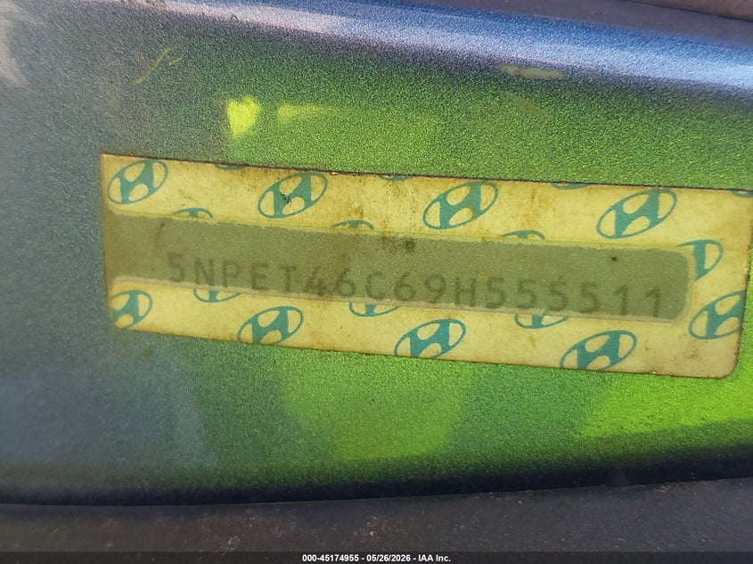 2009 Hyundai Sonata VIN 5NPET46C69H555511 IAAI salvage auction — FRONT END, Salvage (Louisiana), sold $175 on 2026-07-13 (photo 9)