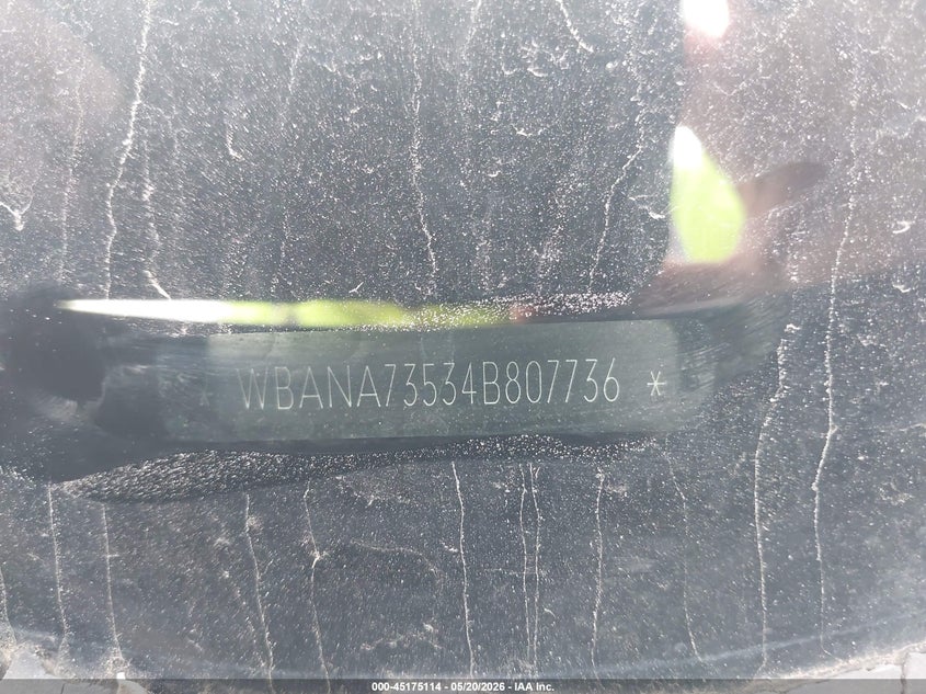 2004 BMW 5er VIN WBANA73534B807736 IAAI salvage auction — FRONT END, Salvage (Iowa), sold $500 on 2026-07-14 (photo 9)