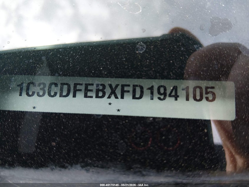 2015 Dodge Dart VIN 1C3CDFEBXFD194105 IAAI salvage auction — FRONT END, Clear (Oklahoma), sold $325 on 2026-07-10 (photo 9)