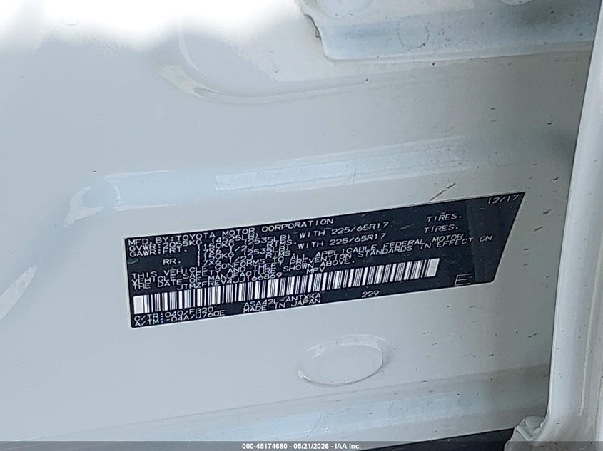 2018 Toyota Rav 4 VIN JTMZFREV4JJ166869 IAAI salvage auction — FRONT END, Salvage (Indiana), sold $5,600 on 2026-07-10 (photo 9)
