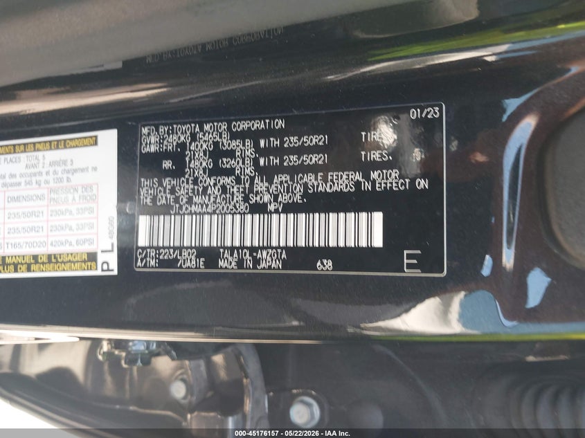 2023 Lexus Rx VIN JTJCHMAA4P2005380 IAAI salvage auction — FRONT END, Original (Texas), sold $23,200 on 2026-08-01 (photo 9)