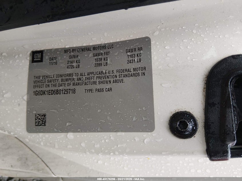 2011 Cadillac Cts VIN 1G6DK1ED6B0129718 IAAI salvage auction — UNKNOWN, Salvage (West Virginia), sold $1,350 on 2026-07-09 (photo 9)