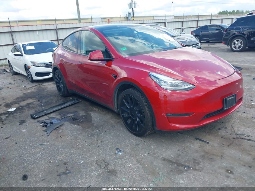 2023 Tesla Model y VIN 7SAYGDEE7PA129682 IAAI salvage auction — LEFT REAR, Salvage (Texas), sold $7,600 on 2026-07-16 (photo 1)