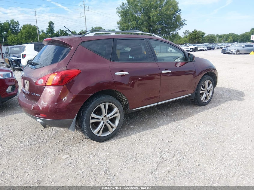 2009 Nissan Murano VIN JN8AZ18W59W119296 IAAI salvage auction — HAIL, Clear (Missouri), sold $425 on 2026-07-27 (photo 4)