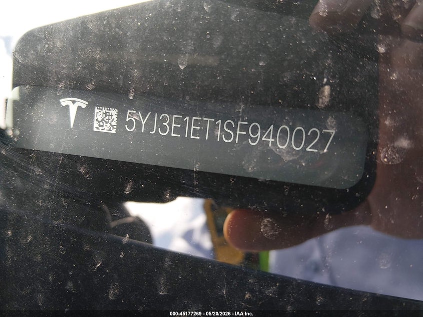 2025 Tesla Model 3 VIN 5YJ3E1ET1SF940027 IAAI salvage auction — FRONT END, Salvage (Colorado), sold $10,000 on 2026-07-23 (photo 9)