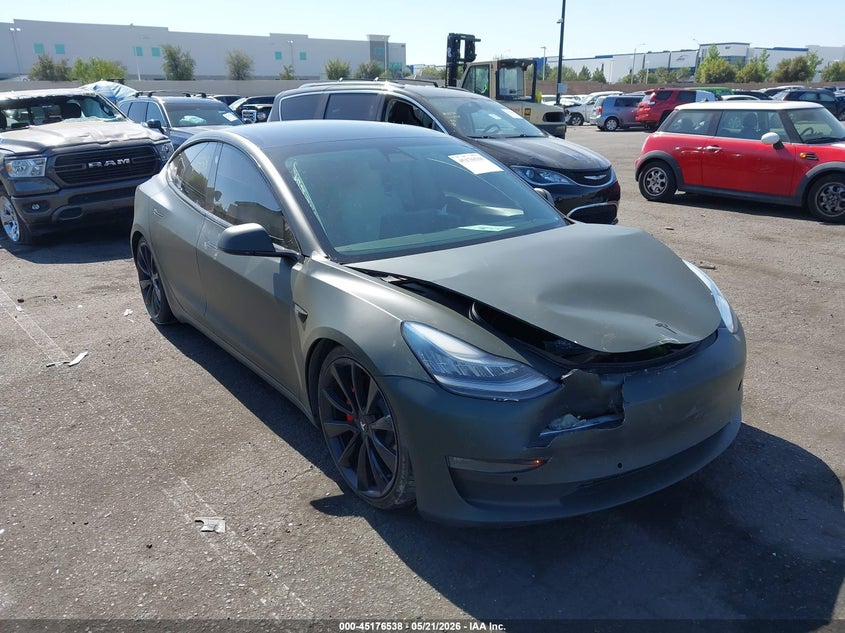 2020 Tesla Model 3 VIN 5YJ3E1EC7LF641725 IAAI salvage auction — RIGHT FRONT, Salvage Certificate (California), sold $5,800 on 2026-07-24 (photo 1)