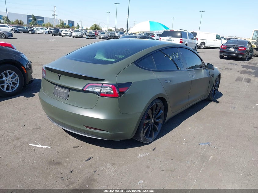 2020 Tesla Model 3 VIN 5YJ3E1EC7LF641725 IAAI salvage auction — RIGHT FRONT, Salvage Certificate (California), sold $5,800 on 2026-07-24 (photo 4)