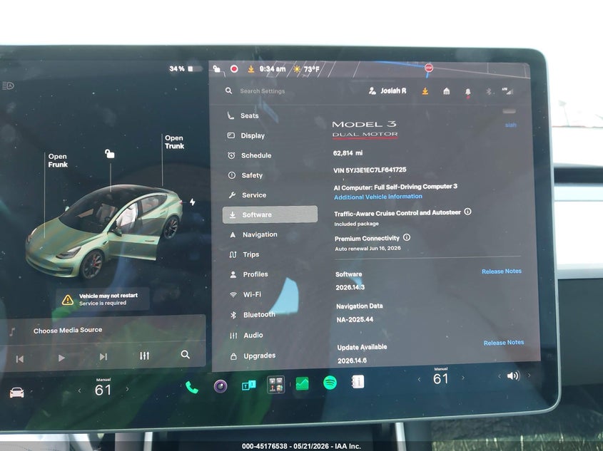 2020 Tesla Model 3 VIN 5YJ3E1EC7LF641725 IAAI salvage auction — RIGHT FRONT, Salvage Certificate (California), sold $5,800 on 2026-07-24 (photo 7)