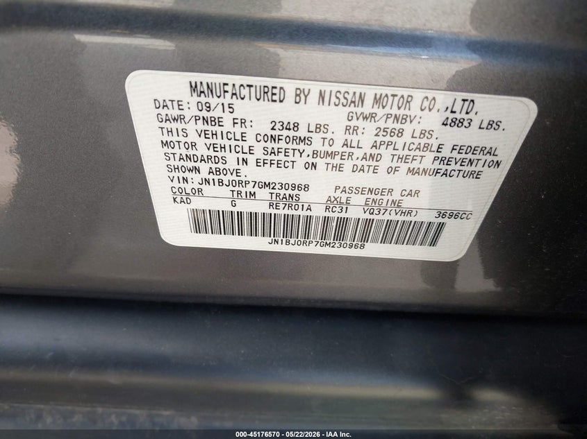 2016 Infiniti Qx50 VIN JN1BJ0RP7GM230968 IAAI salvage auction — LEFT FRONT, Salvage (Illinois), sold $1,300 on 2026-07-28 (photo 9)