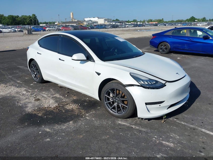 2020 Tesla Model 3 VIN 5YJ3E1EB7LF665269 IAAI salvage auction — FRONT & REAR, Salvage (Illinois), sold $6,300 on 2026-08-02 (photo 1)