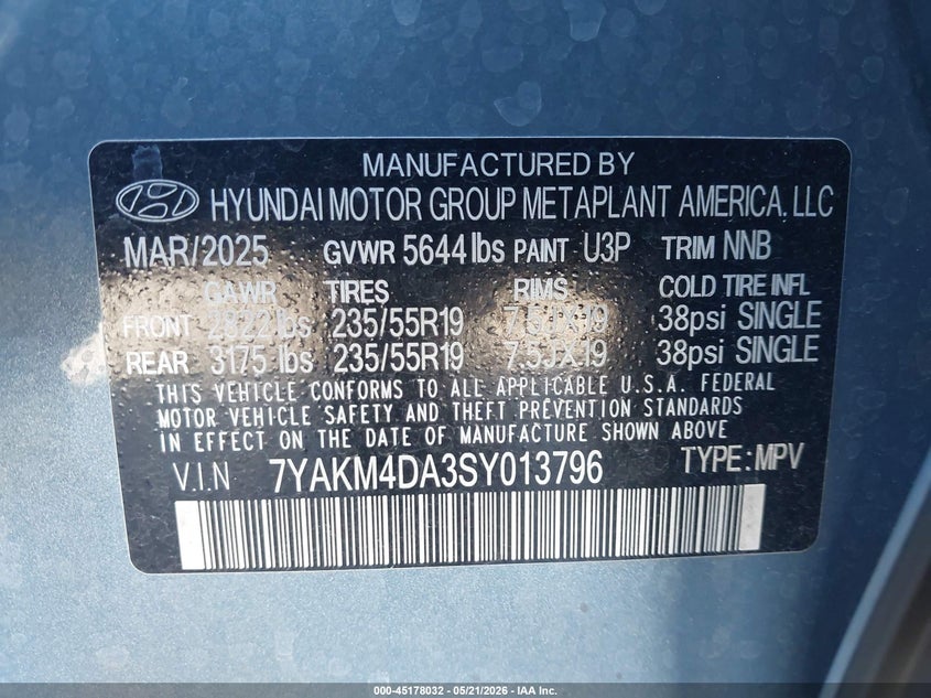 2025 Hyundai Ioniq 5 VIN 7YAKM4DA3SY013796 IAAI salvage auction — REAR END, Salvage (California), sold $14,150 on 2026-07-07 (photo 9)