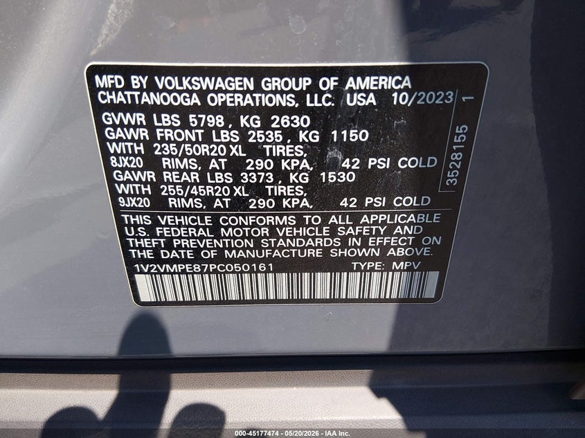 2023 Volkswagen Id.4 VIN 1V2VMPE87PC050161 IAAI salvage auction — FRONT END, Salvage (Nevada), sold $11,000 on 2026-08-01 (photo 9)