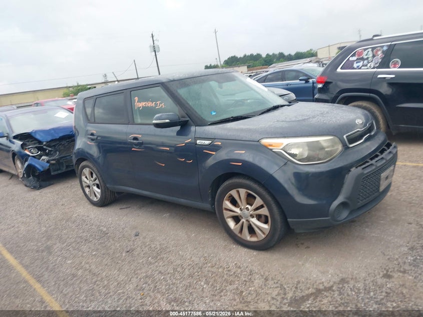 2014 Kia Soul VIN KNDJP3A54E7012615 IAAI salvage auction — LEFT FRONT, Salvage (Texas), sold $1,250 on 2026-07-29 (photo 1)