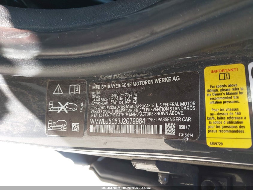 2018 Mini Clubman VIN WMWLU5C53J2G79984 IAAI salvage auction — LEFT FRONT, Salvage Title, sold $1,850 on 2026-08-13 (photo 9)