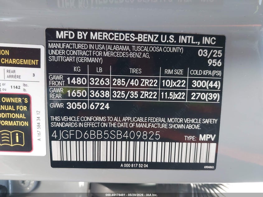 2025 Mercedes-benz Amg gle coupe VIN 4JGFD6BB5SB409825 IAAI salvage auction — RIGHT FRONT, Salvage (Arizona), sold $31,750 on 2026-07-30 (photo 9)