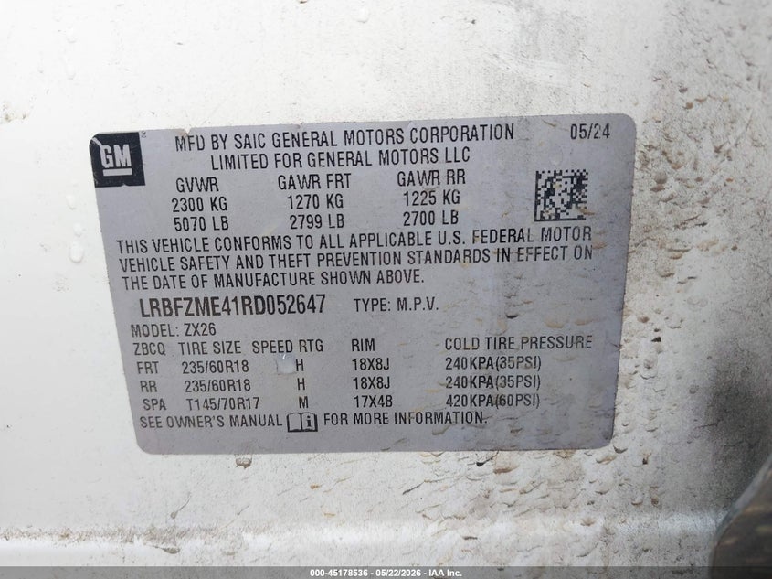 2024 Buick Envision VIN LRBFZME41RD052647 IAAI salvage auction — FRONT END, Salvage (Texas), sold $5,150 on 2026-07-14 (photo 9)