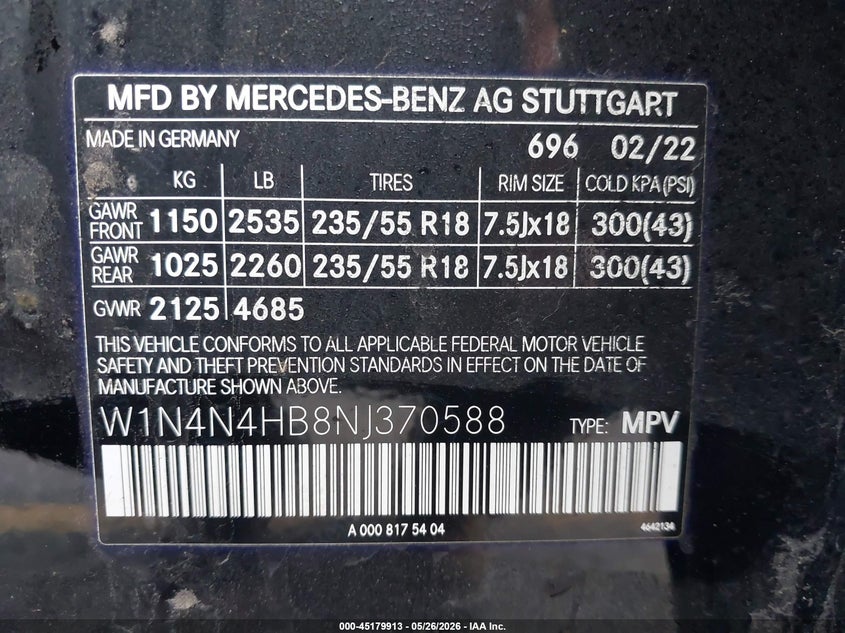 2022 Mercedes-benz Gla-klasse VIN W1N4N4HB8NJ370588 IAAI salvage auction — LEFT FRONT, Clear (Michigan), sold $9,600 on 2026-07-31 (photo 9)