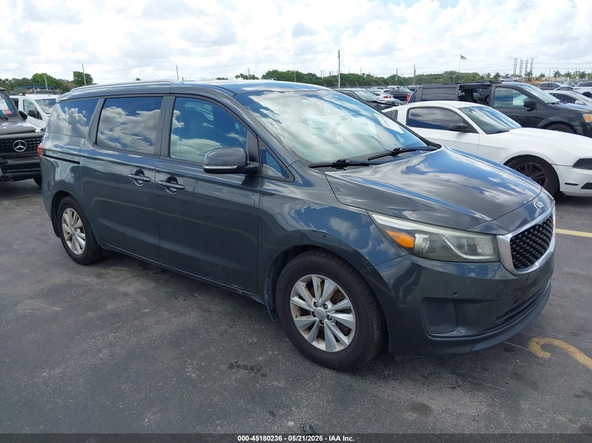 2017 Kia SEDONA VIN KNDMB5C17H6322740 IAAI salvage auction — WATER/FLOOD, Rebuildable (Florida), sold $1,200 on 2026-07-16 (photo 1)
