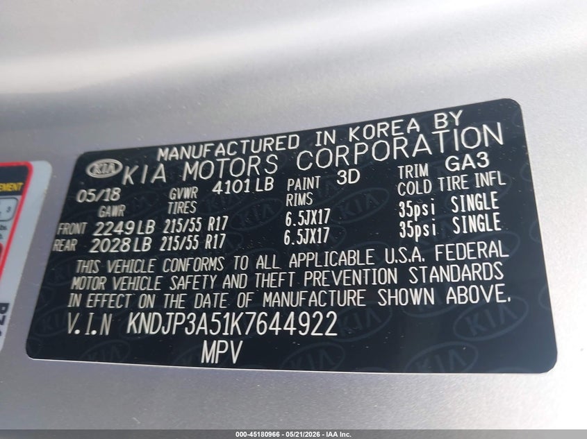 2019 Kia Soul VIN KNDJP3A51K7644922 IAAI salvage auction — REAR END, Salvage (Georgia), sold $3,275 on 2026-07-29 (photo 9)