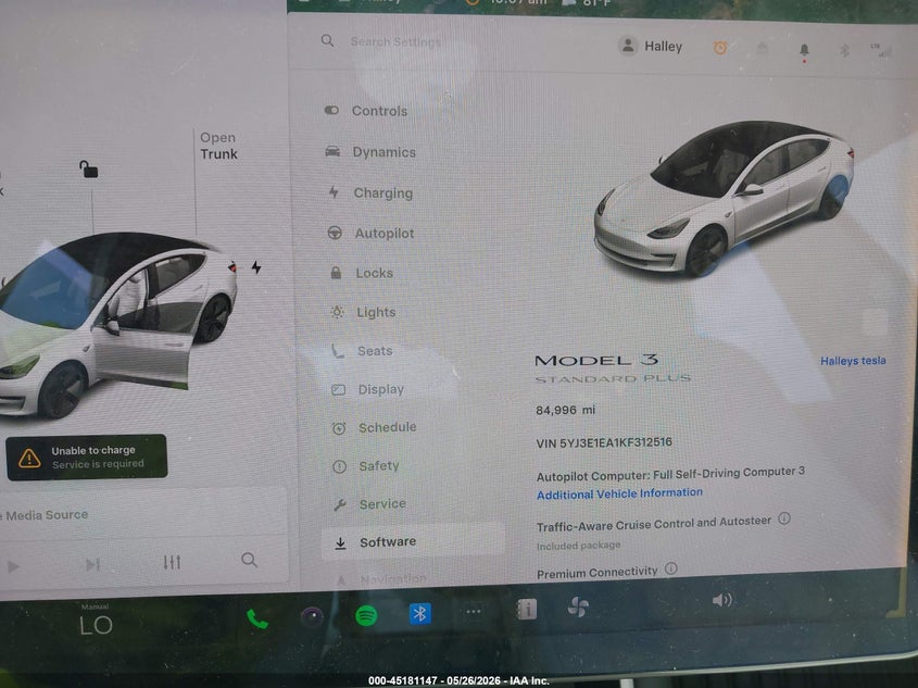 2019 Tesla Model 3 VIN 5YJ3E1EA1KF312516 IAAI salvage auction — REAR END, Original (Texas), sold $25 on 2026-07-23 (photo 7)