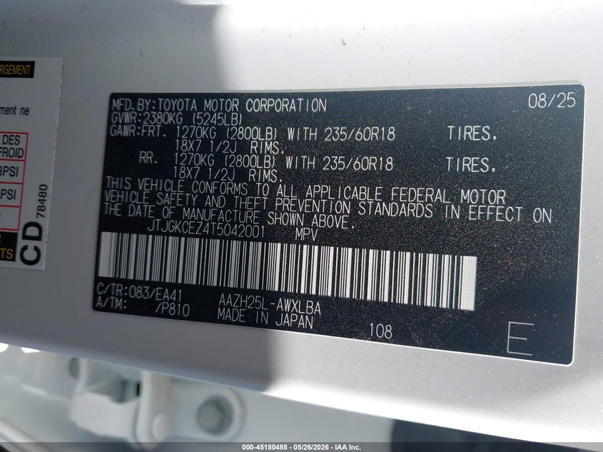 2026 Lexus Nx VIN JTJGKCEZ4T5042001 IAAI salvage auction — FRONT END, Salvage (California), sold $24,650 on 2026-07-16 (photo 9)