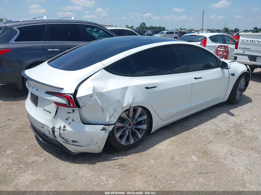 2025 Tesla Model 3 VIN 5YJ3E1EB1SF960060 IAAI salvage auction — FRONT END, Original (Texas), sold $6,600 on 2026-07-23 (photo 4)