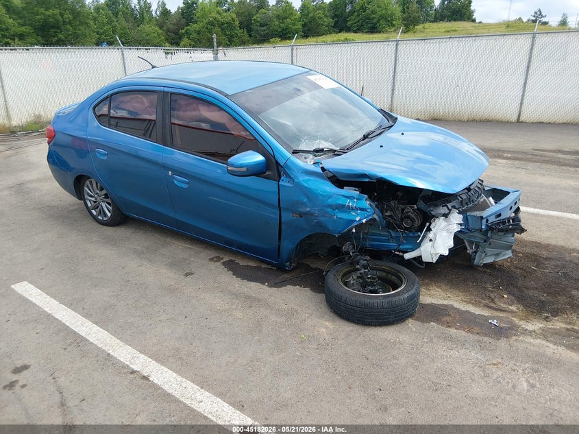 2018 Mitsubishi Mirage VIN ML32F4FJ4JHF09404 IAAI salvage auction — FRONT END, Salvage Title, sold $350 on 2026-08-02 (photo 1)